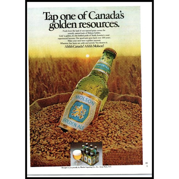 1978 Molson Golden Ale Beer Vintage Print Ad Canadian Prairies Grain Wall Art - Picture 1 of 1